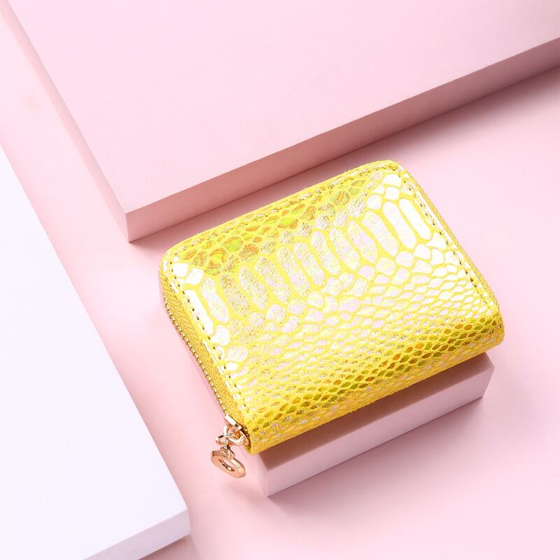 

Snakeskin Zip Around Purse, Yellow