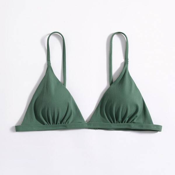 

Rib Triangle Bikini Top, Green