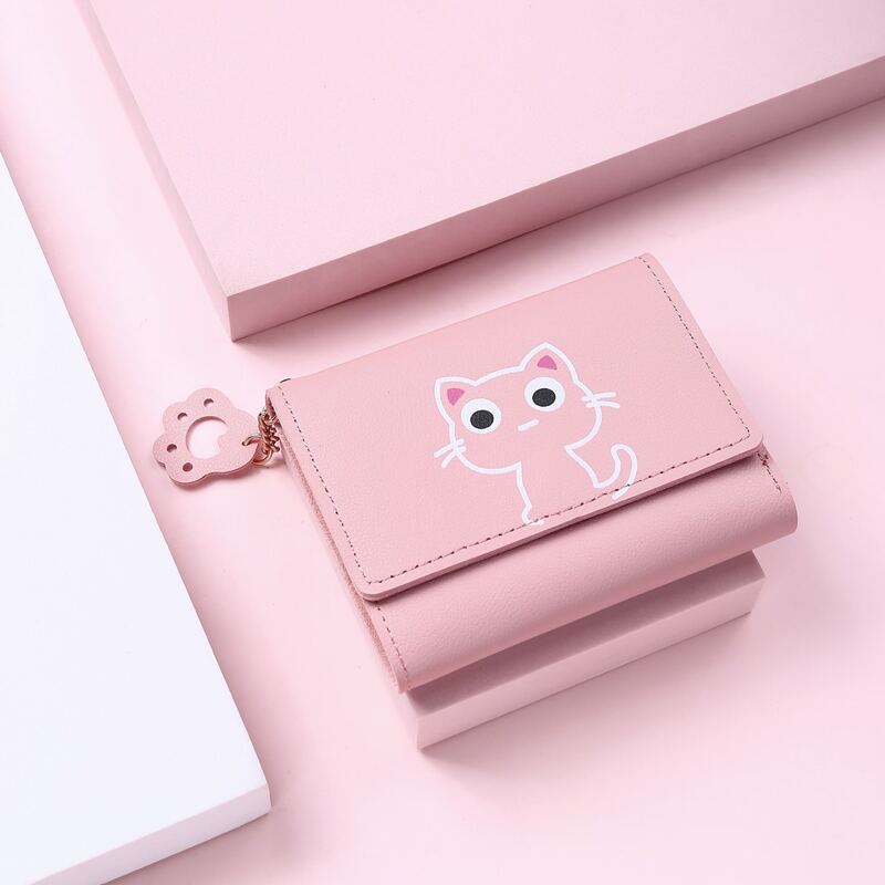 

Cartoon Cat Purse, Baby pink