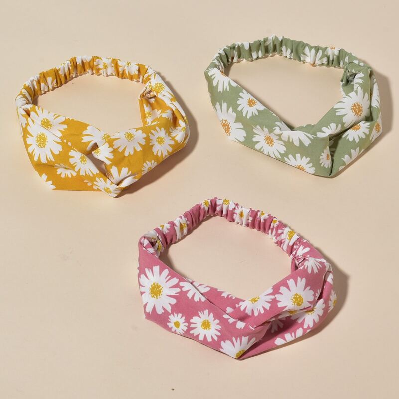 

3pcs Flower Print Hair Band, Multicolor