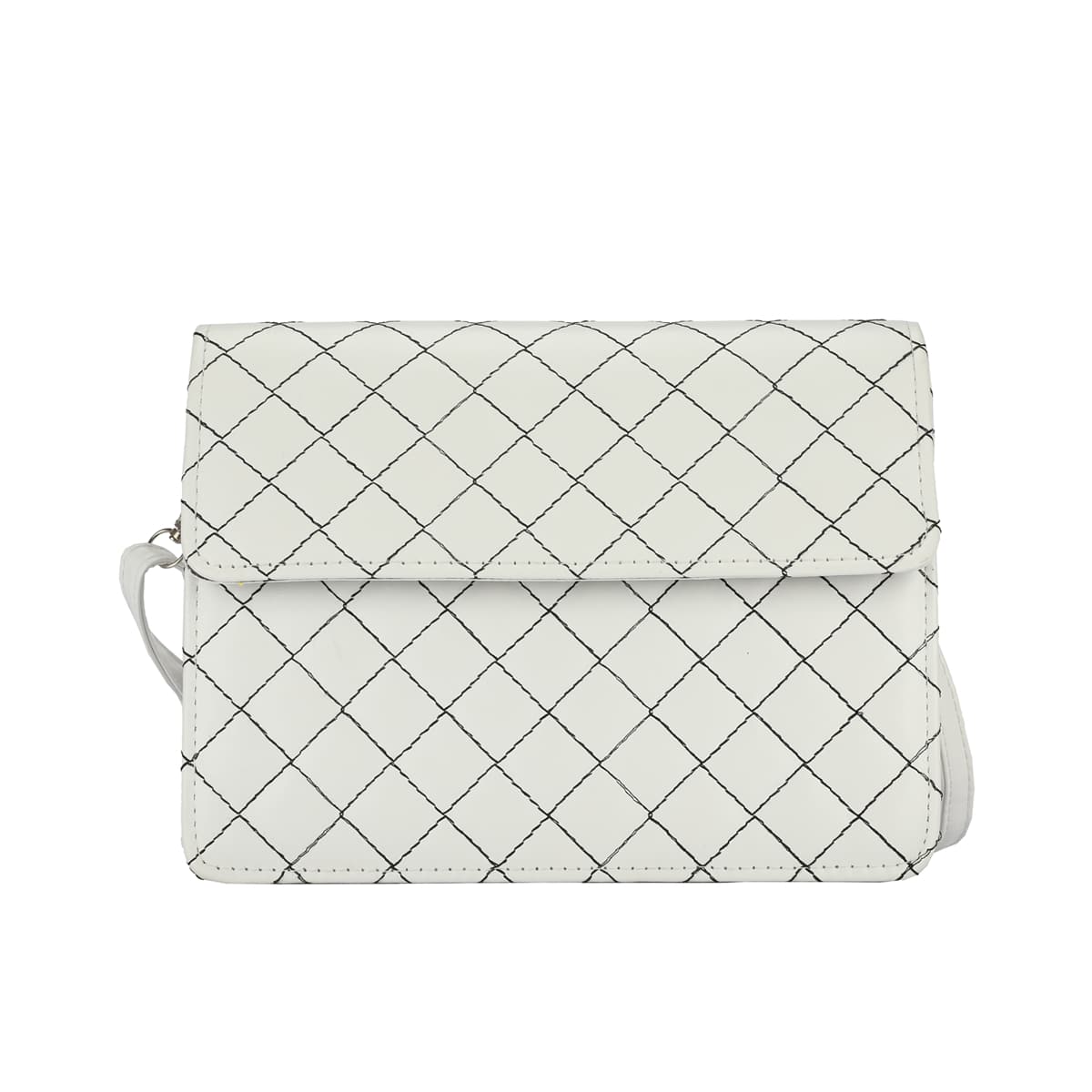 

Quilted Flap Crossbody Bag, White