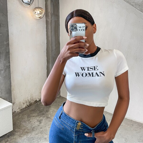 

Лозунг Повседневный Футболки, Белый