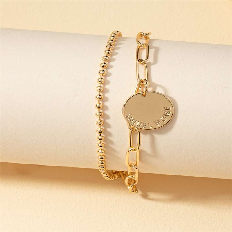 

Coin Layered Chain Bracelet, Gold