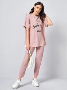 Mulvari Bộ thời trang Lá thư Giải trí - Bụi hồng - Xem 3