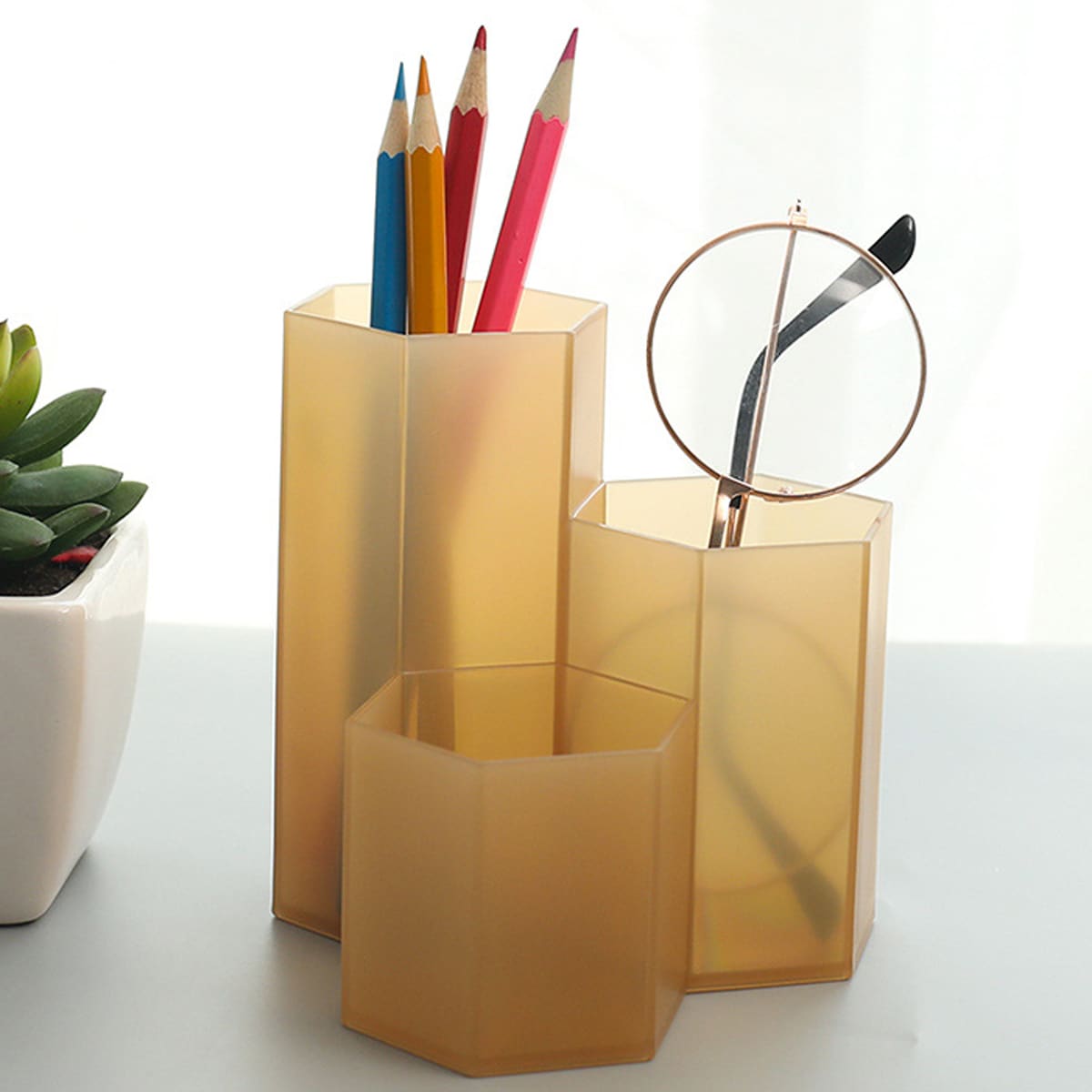 

1pc Hexagon Pen Holder, Multicolor