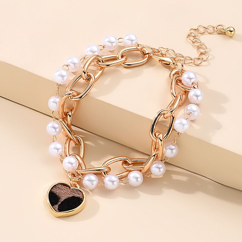 

Heart Chain Layered Bracelet, Gold