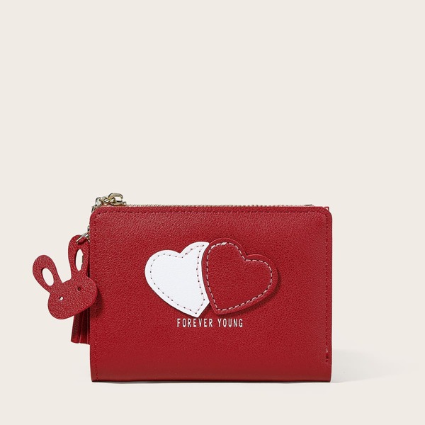 

Tassel Decor Fold Over Purse, Red