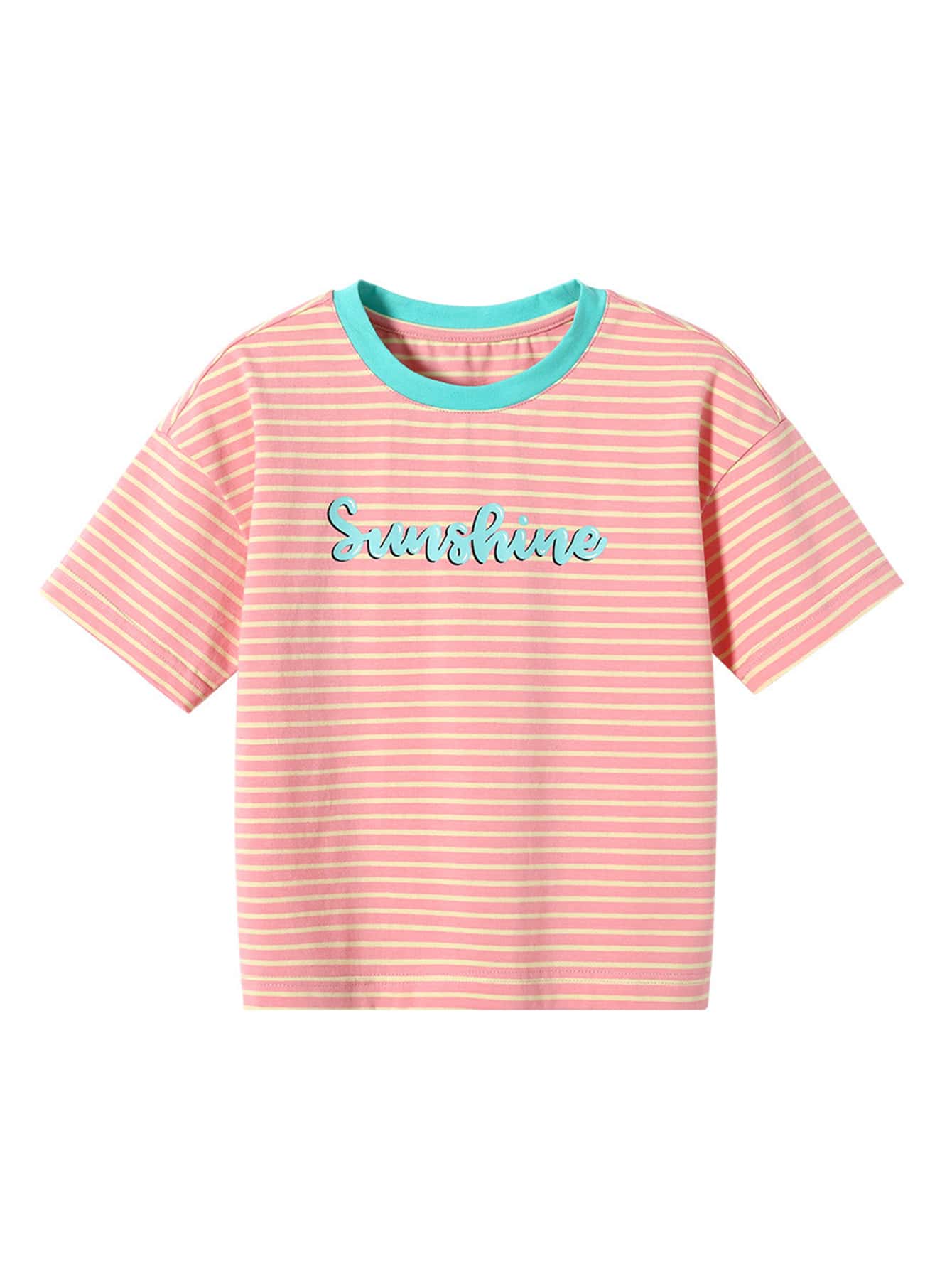 Tops con gái Tương phản ràng buộc Sọc Giải trí - Hồng - Xem 1