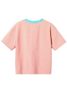 Tops con gái Tương phản ràng buộc Sọc Giải trí - Hồng - Xem 2