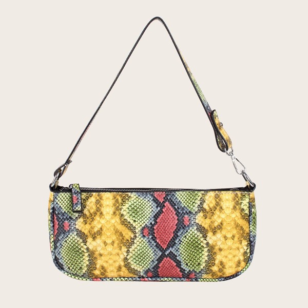 

Snakeskin Print Baguette Bag, Multicolor