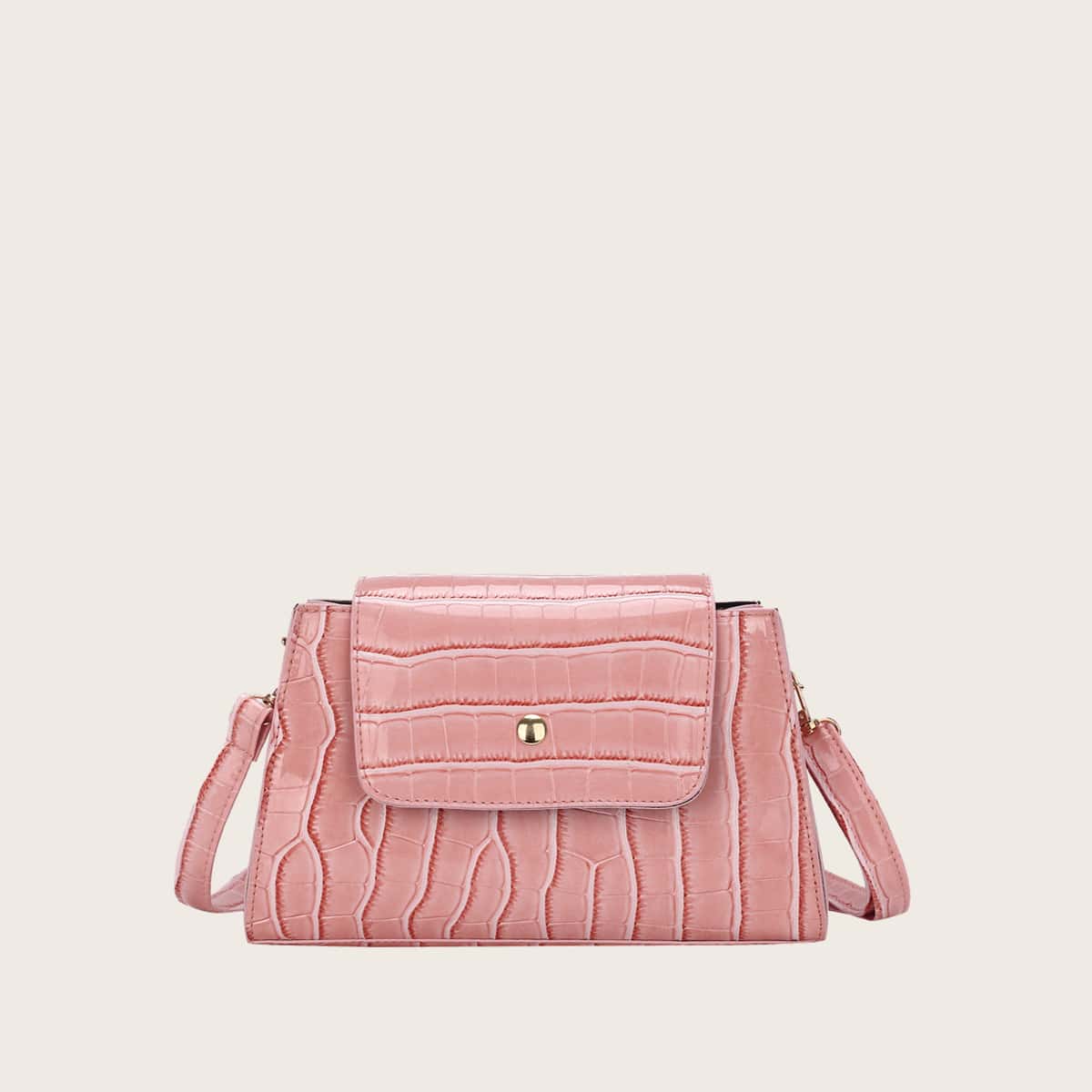 

Croc Embossed Crossbody Bag, Baby pink