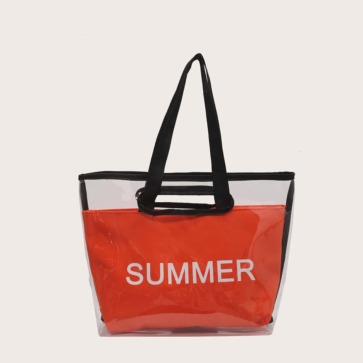 

Letter Graphic Clear Tote Bag, Multicolor