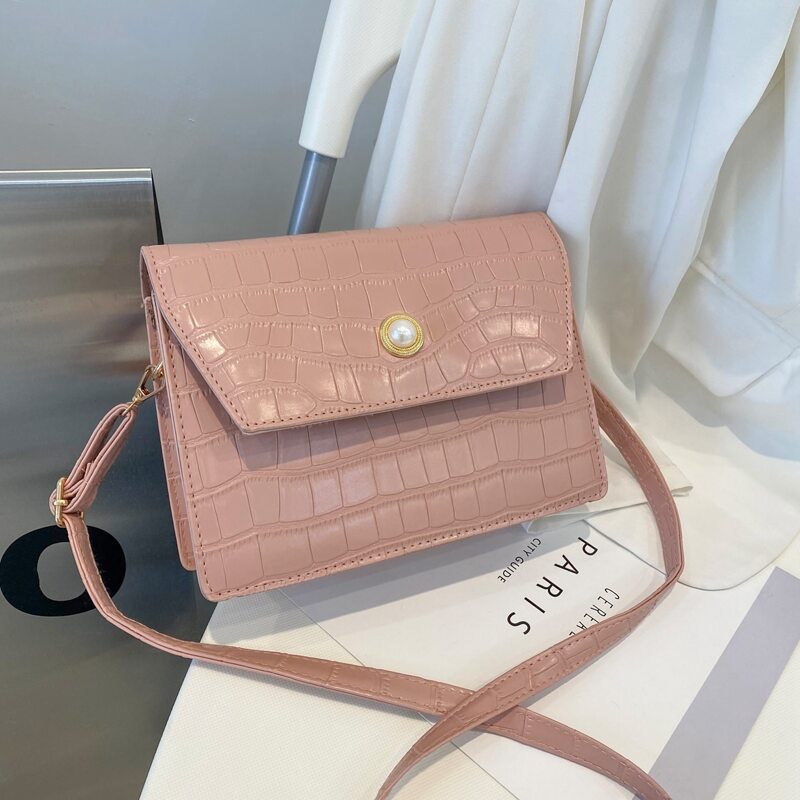 

Croc Embossed Crossbody Bag, Dusty pink
