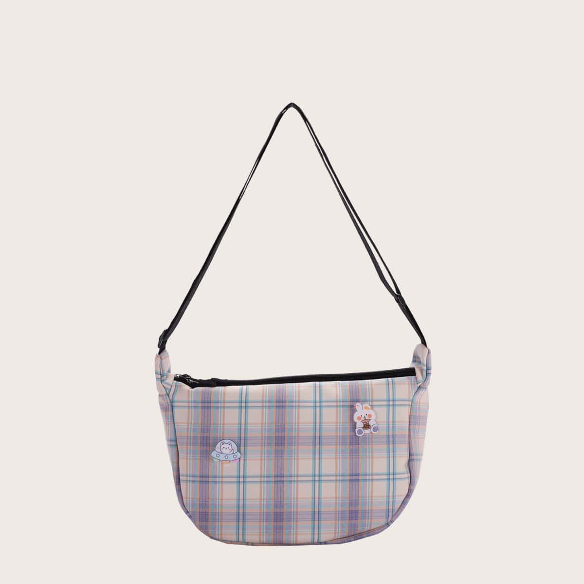 

Plaid Crossbody Bag, Lilac purple