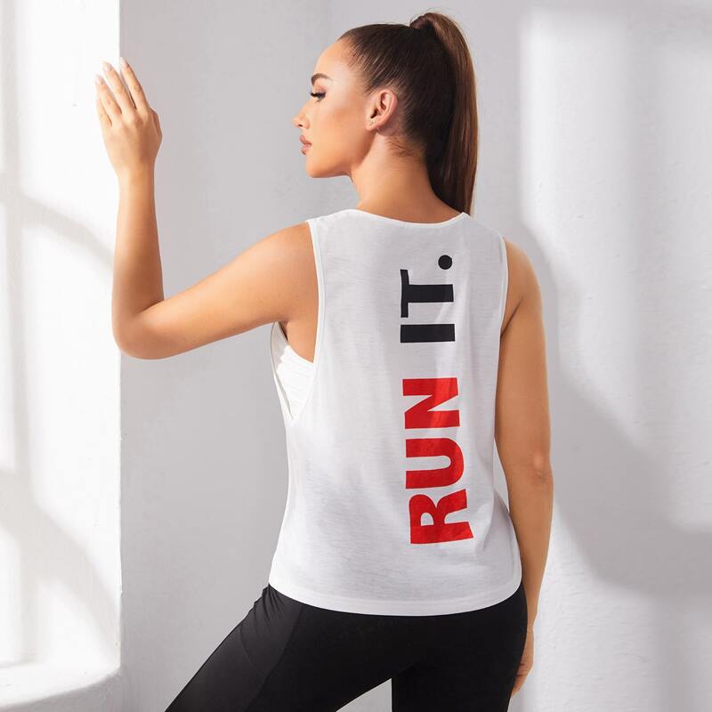 

Slogan Graphic Sports Tank Top, White