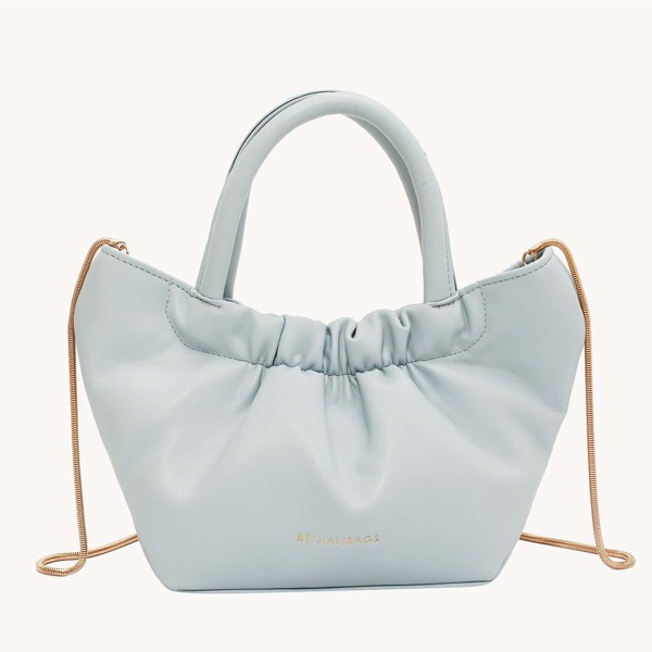 

Double Handle Ruched Satchel Bag, Blue