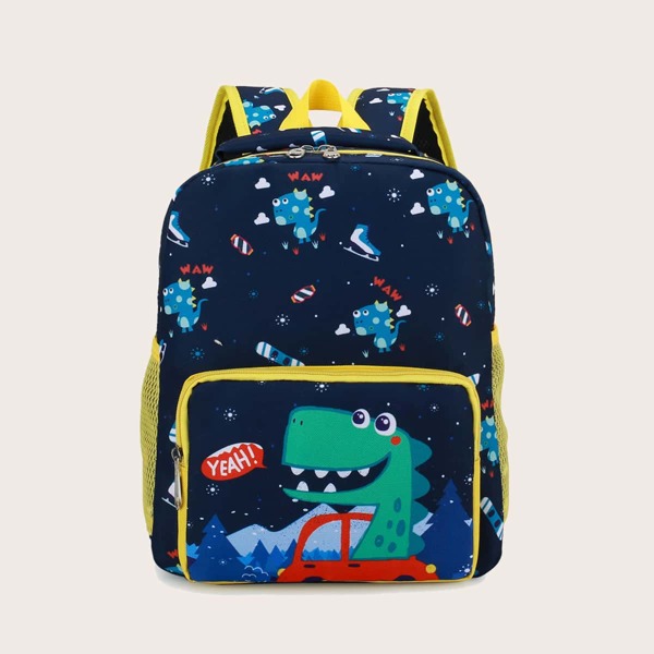 

Kids Cartoon Graphic Pocket Front Backpack, Blue