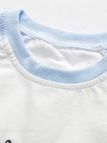 YINGZIFANG Bộ áo phông in hình hoạt hình dễ thương và quần short kẻ caro cho bé trai mùa hè - Nhiều màu - Xem 3