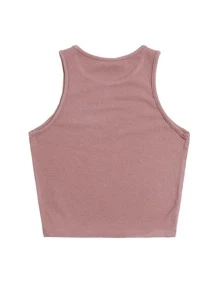 SHEIN EZwear 素色短版背心上衣 - 藕粉色 - 查看 2
