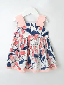 YINGZIFANG 小女童植物圖案荷葉邊袖口連衣裙 - 彩色 - 查看 2