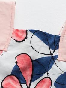 YINGZIFANG 小女童植物圖案荷葉邊袖口連衣裙 - 彩色 - 查看 3