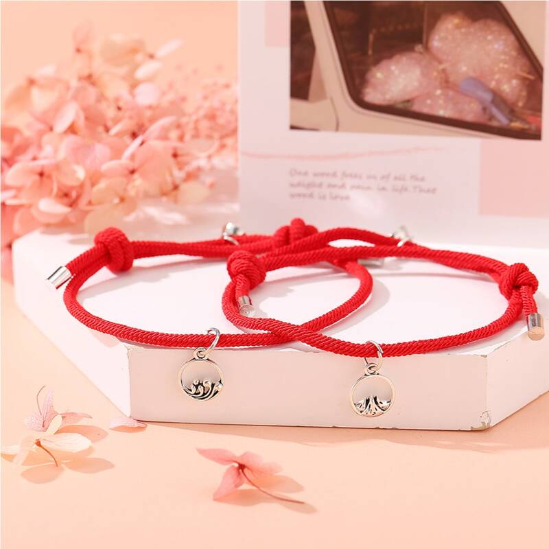 

2pcs Rope Couple Bracelet, Red