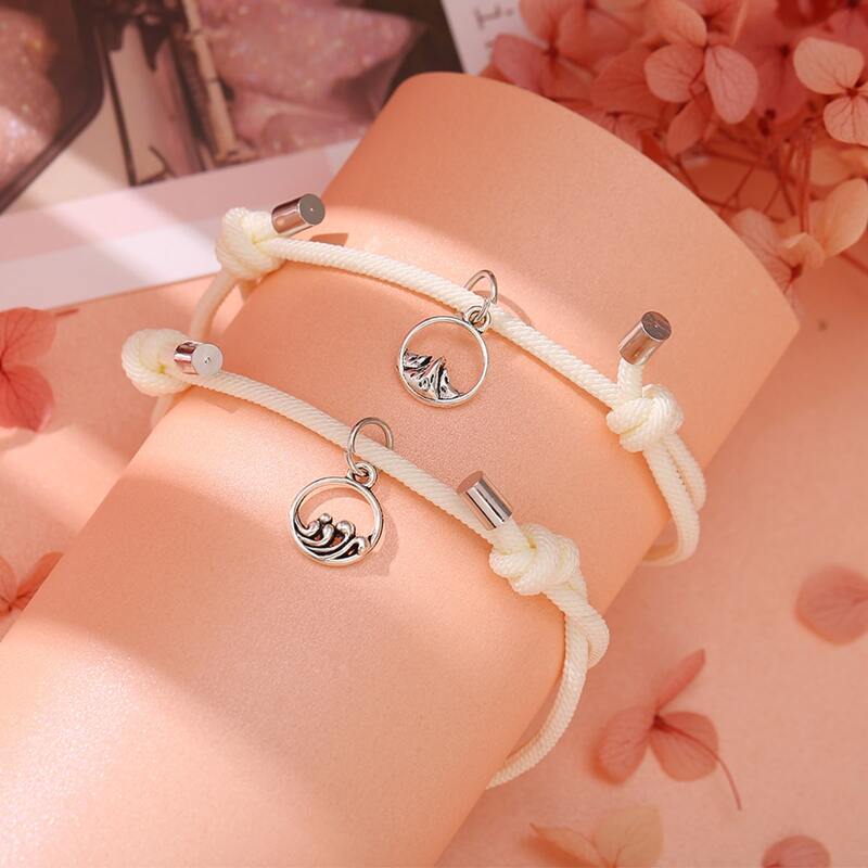 

2pcs Rope Couple Bracelet, White