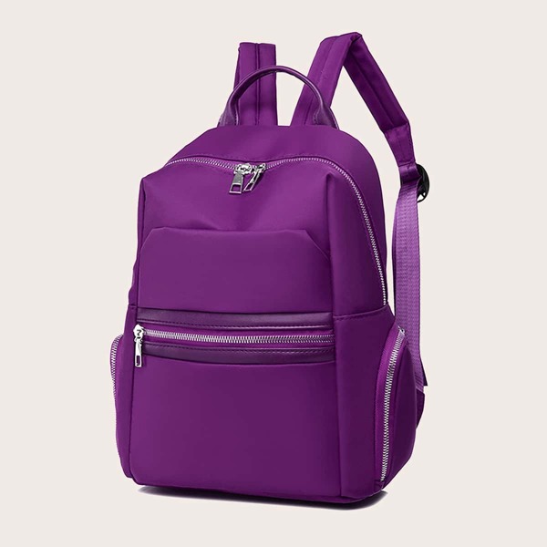 

Minimalist Zip Front Backpack, Purple