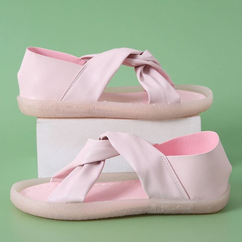 

Minimalist Twist Detail Sandals, Baby pink