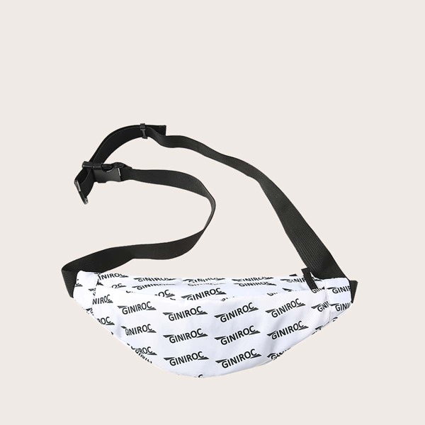 

Men Letter Graphic Fanny Pack, White