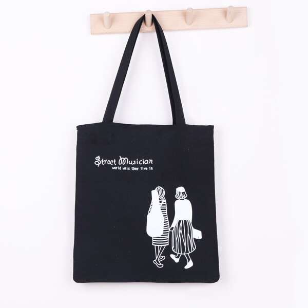 

Figure Graphic Shopper Bag, Black