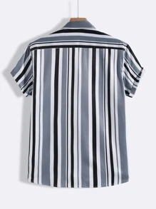 Manfinity Men 1pc Vertical Striped Button Front Shirt - Multicolor - View 2