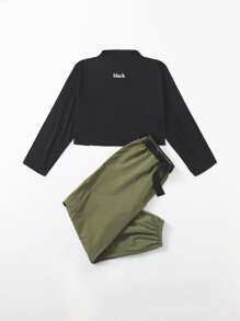 mock neck tee and belted cargo pants