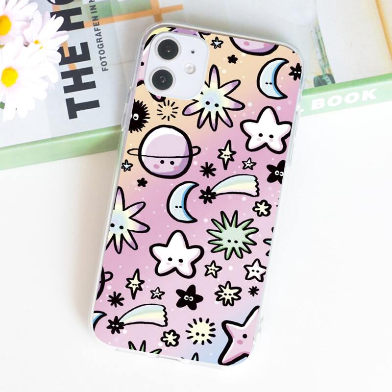 

Cartoon Graphic Phone Case, Pink