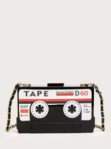 Bolso de caja con diseño de cinta de casete