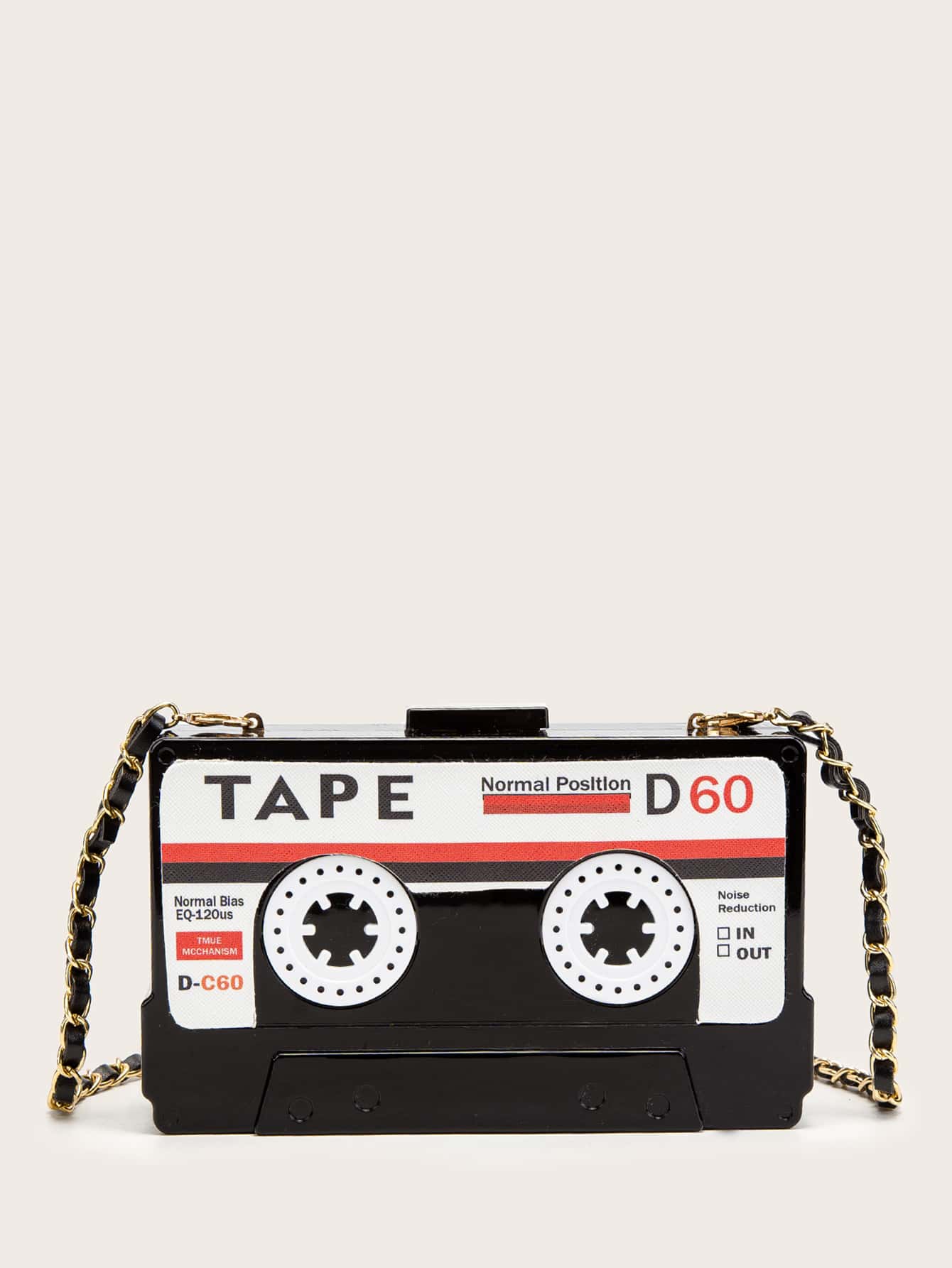 Bolso de caja con diseño de cinta de casete