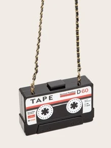 Bolso de caja con diseño de cinta de casete