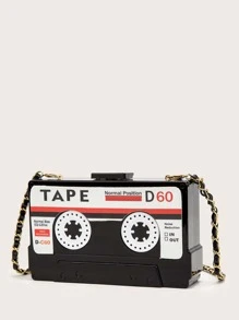 Bolso de caja con diseño de cinta de casete