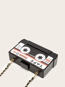 Bolso de caja con diseño de cinta de casete