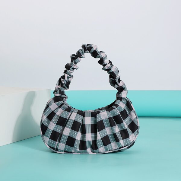 

Plaid Graphic Ruched Shoulder Bag, Multicolor
