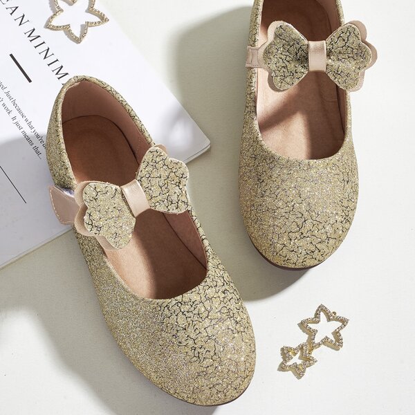 

Toddler Girls Metallic Bow Decor Flats, Gold