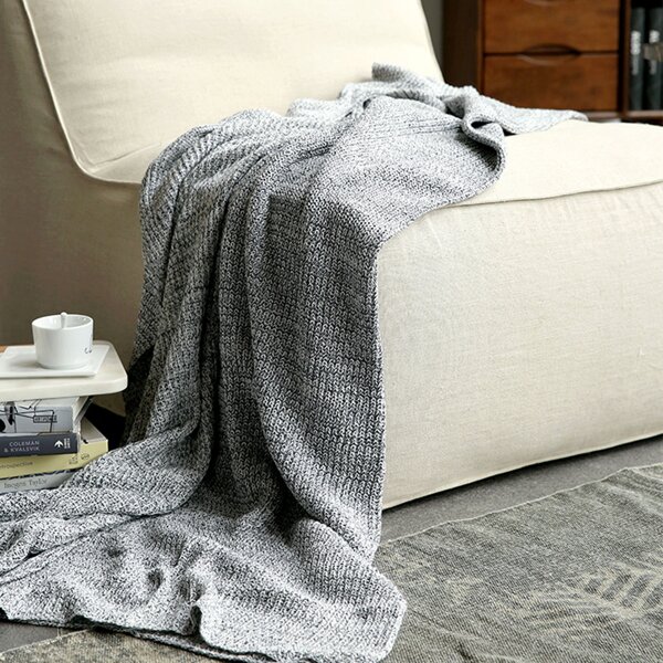 

Solid Color Knitted Throw, Grey