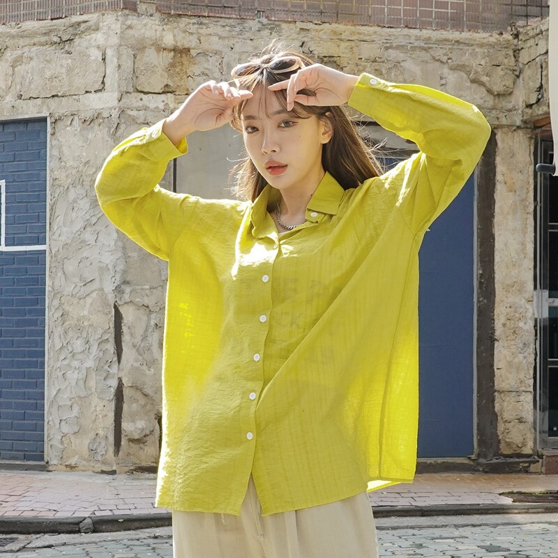 

1pc Drop Shoulder Button Up Blouse, Olive green