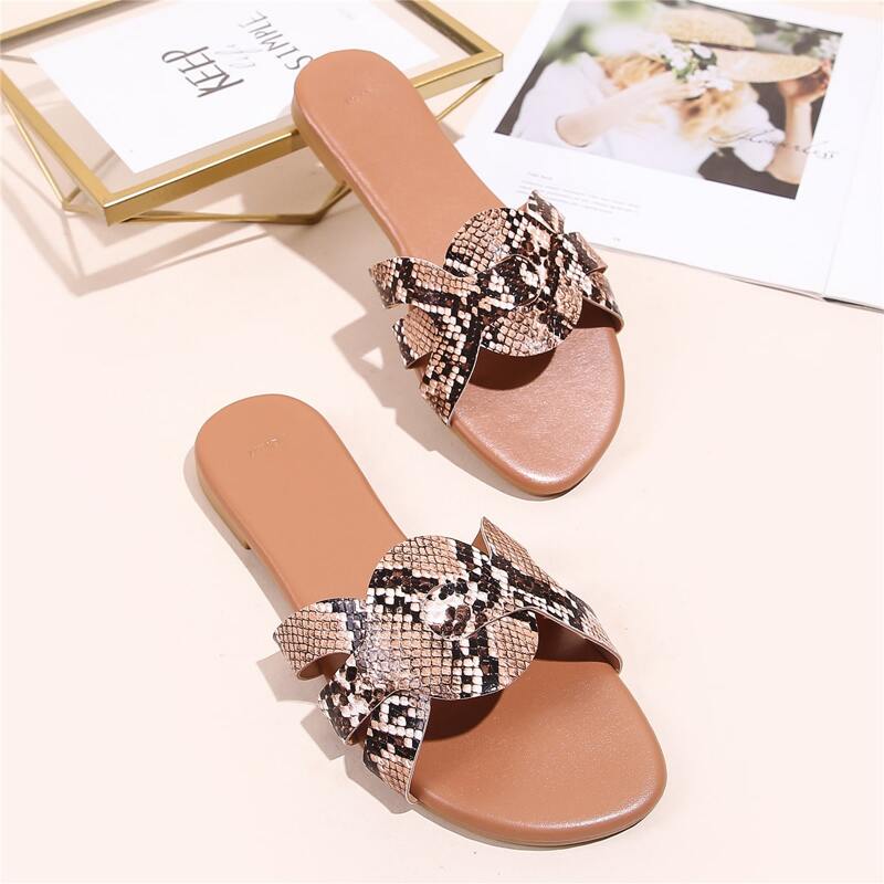 

Open Toe Snakeskin Print Sliders, Multicolor