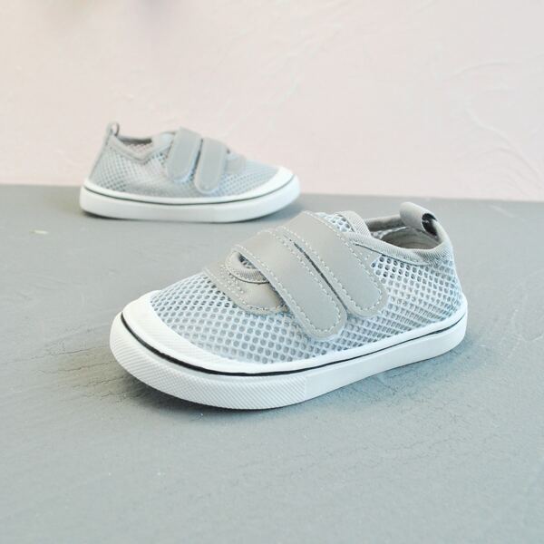 

Toddler Boys Double Velcro Strap Mesh Sneakers, Grey