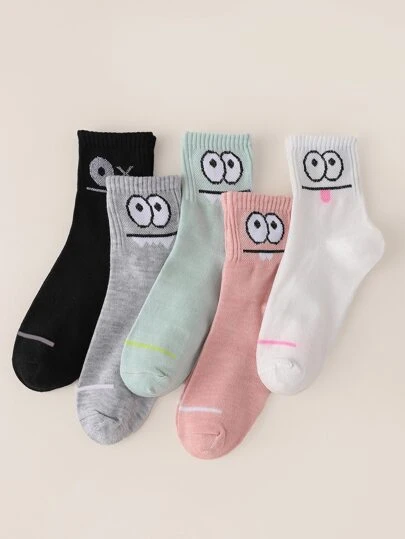 5 Paar Socken mit Karikatur Grafik