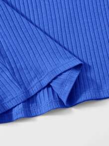 Muchica Vestido ajustado unicolor tejido de canalé - Azul - Ver 4