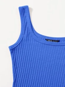 Muchica Vestido ajustado unicolor tejido de canalé - Azul - Ver 5