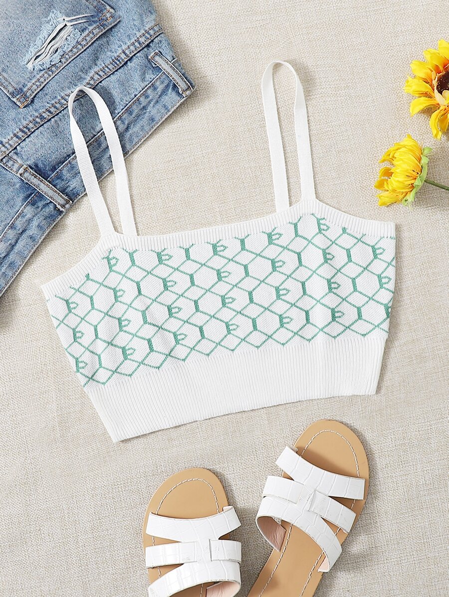 Plaid Cami Knit Top - Multicolor - View 1