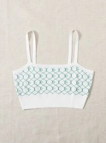 Plaid Cami Knit Top - Multicolor - View 3